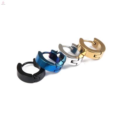 China Fashion Punk Jewelry Wholesale Statement Ear Clip Stainless Steel Circle Huggie Black Huggie Earrings for sale