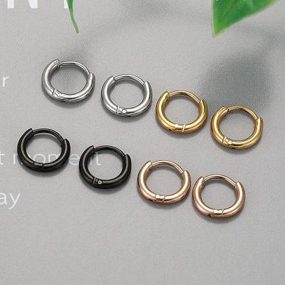 China Mens TRENDY Jewelry Women Fashion Custom 14k Gold Plated Hoop Hoops Stainless Steel Huggie Earrings for sale