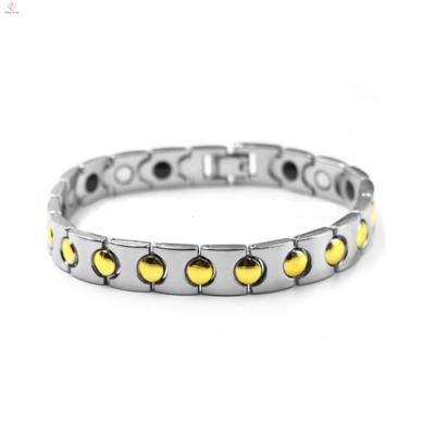 China Best Selling Environmental Friendly Silver Magnetic Gold Stainless Steel Bracelet Men Jewelry for sale