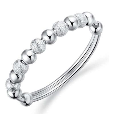 China TRENDY Fashion Ball Bracelet Jewelry Stainless Steel Worry Bead Worry Silver Adjustable Spinning Bracelete for sale