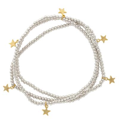 China TRENDY Charm Bracelets Jewelry Stainless Steel 14k Gold Plated Custom Star Charm Bead Bracelet for sale