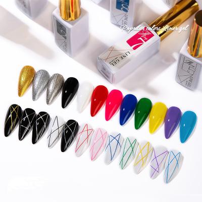 China Professional Nail Art Beauty Salon Private Label 12 Colors Nail Gel Coat Polish Painting Gel For Nail Art DIY for sale