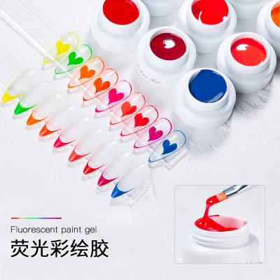 China DIY Nail Art Beauty Professional 9 Colors Manicure Fluorescent Color Nail Painting Line UV Gel For Nail Salon for sale