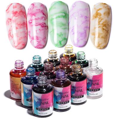 China Wholesale Eco-friendly 15ml nail art DIY colorful marble line painting nail blooming gel for nail decoration for sale