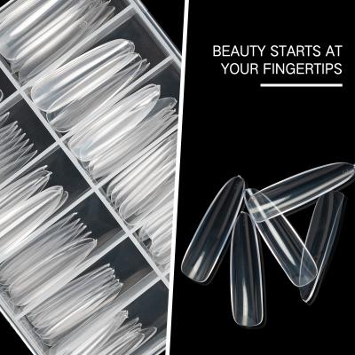 China Fatory Directly Selling Full Cover French Soft Round Gel Coffin Fake Nail Tips For Nail Salon for sale