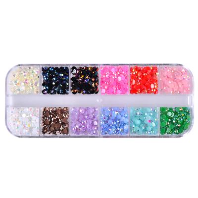 China Flat Back Crystal Nail Rhinestone For Nail DIY 12 Grids Candy Mixed Color DIY for sale