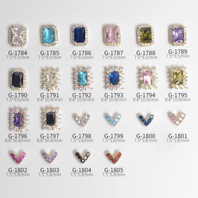 China Nail Art Hot Sale Fashion Japanese Nail Salon Style 3D Nail Alloy Metal Zircon Nail Jewelry Charms For Nail DIY for sale