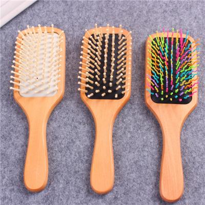 China Beauty Care Make Tools 2021 Eco-friendly Anti-static Natural Wood Color Massage Hair Brush Combs For Beauty for sale