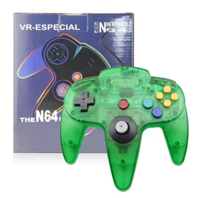 China Clear Green N64 Game Controller Classic Wired Gamepad Joystick Plastic Material for sale