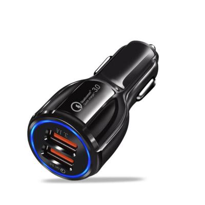 China Cheap Quick Charge QC3.0 QC2.0 Mobile Phone Car Charger 2 Port USB Fast Car Charger Mobile Phone USB Charger For iPhone Samsung Tablet for sale