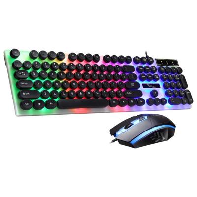 China Waterproof 104 Keys Wired Black White Black Cheap White USB Gaming Keyboard And Mouse Combo for sale