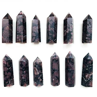 China Europe Wholesale Price Hand Carved Healing Energy Tower Garnet Lucky Natural Crystal Point for sale