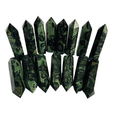 China Wholesale Green Peacock Eye Jade Point Hand Craft Kambaba Jasper Jade Lathe Point From Europe for sale