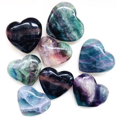 China Europe Wholesale Price Decoration Rainbow Fluorite Natural Crystal Home Heart for sale