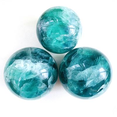 China Europe Wholesale Price Natural Lucky Healing Energy Fluorite Crystal Green Sphere for sale