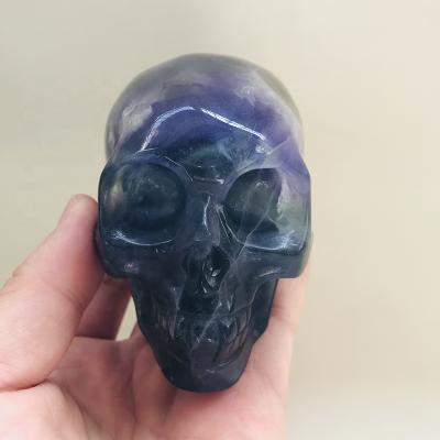 China Europe wholesale price hand carved high quality natural fluorite quartz crystal skulls for sale