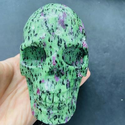 China Europe Customized Hand Carved Natural Crystal Large Size Ruby In Zoisite Skulls for sale