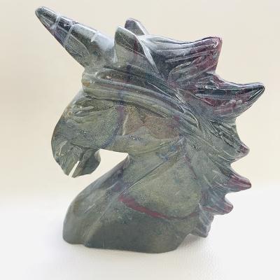 China Wholesale Natural Large Size Carving Stone Unicorn Animal Healing Crystal Blood From Europe for sale