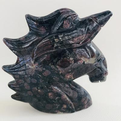 China Wholesale Natural Animal Garnet Large Size Carving Crystal Stone Unicorn From Europe for sale