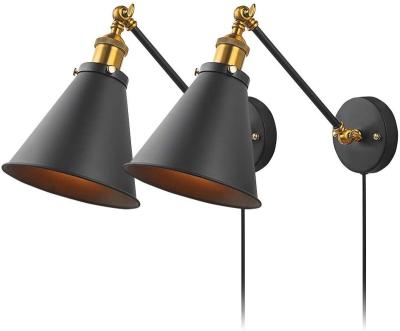 China American Style Industrial Bedroom Wall Lamps Plug In With Switch Vintage Wall Revealing Simplicity Light Sconces Set Of 2 for sale