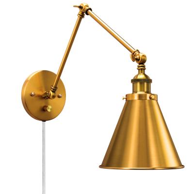 China American Style Wall Sconce Lamp Plug In Rope With Brass Switch Wall Light Fixtures For Bedroom Reading Lamp for sale