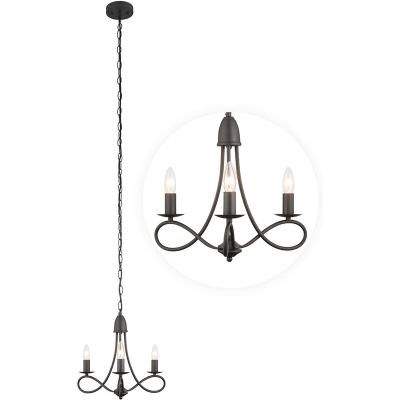 China Industrial vintage frosted black metal pendant light, classic E12 candle ceiling light for bedroom, living room for sale