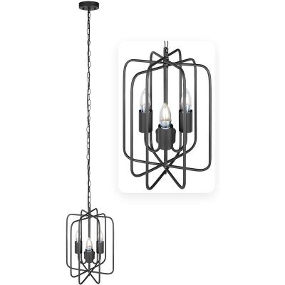 China Industrial Retro Style Pendant Light, Vintage Attic Iron Cage Design Frosted Chandelier, Ceiling Hanging Light Fixture for Kitchen for sale