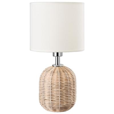 China Retro Column Shade Bedside Lamp Modern American Bedroom Living Room Bamboo Rattan Table Lamp for sale