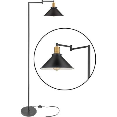 China Modern Industrial Swing Arm Floor Lamp with Head and Oil Black Bronze Shade, On-Off Switch, Indoor Retro Pole Light for Bedroom, Living Room for sale