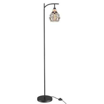 China New retro modern country hemp rope cage floor lamp for living room, bedroom and dining room for sale