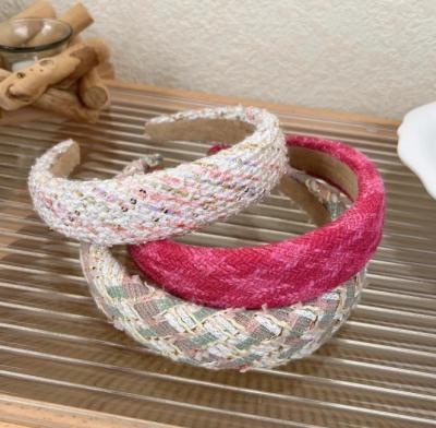 China Girls Hair Decoration Color Houndstooth Hair Circle Edge Wide Headband Hair Accessories For Festival Daily Gifts for sale