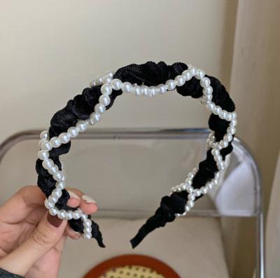 China High Quality Pearl HEADBAND Retro Pearl Elegant Winding Hairband Headband Women Hair Accessory for sale