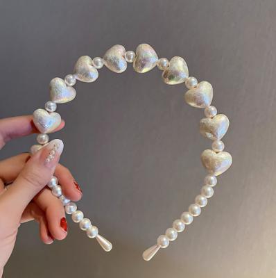 China New BY-ZZDD Fashion Design Love Pearl Temperament Girls Geometry Cute Headband Girls Elegant Exquisite Hair Accessories for sale