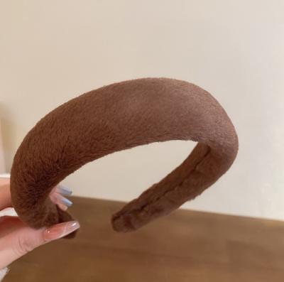 China Wholesale Soft Wool Felt Hair Band Winter Plush Hair Circle Coffee Plush Circle Wide-Brim Headbands For Girls Accessories for sale