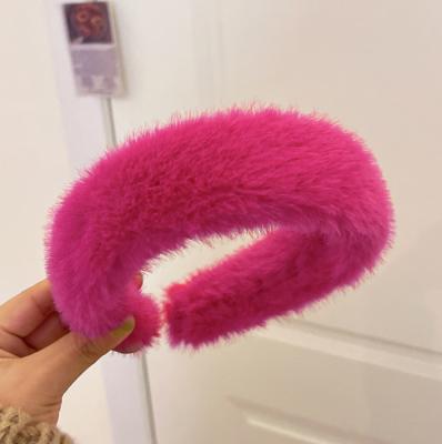 China High quality hairpins accessories HEADBAND HEADBAND fuxia plush headdress cute girl dress up hair circle for sale