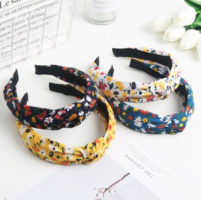 China BANDEAU Beauty Cloth Headbands Headwear Women Hair Accessories Floral Knotted Wide Makeup Hair Band For Girls for sale