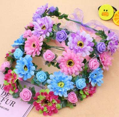 China 6 Easy Bridal Garland Headdress Female Headflower Headband Color Makeup Hair Accessories For Wedding for sale