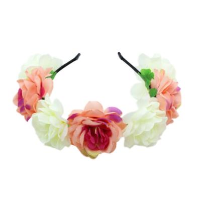 China Wholesale 7 Easy Color Rose Garland Hair Headband Bride Seaside Holiday Artificial Hair Accessories for sale