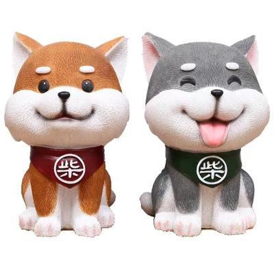 China Creative cute China dog resin Shiba inu piggy bank craft decoration items to send friends as gifts for sale