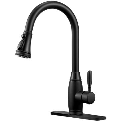 China Modern Black Kitchen Sink Faucet Single Handle Pull Down Matte Black Kitchen Faucet With Sprayer for sale