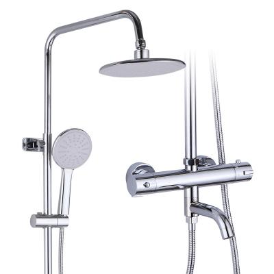 China With hermostatic slide bar rain shower system mixer tap sets triple function Chrome with slide bar adjustable shower head for sale