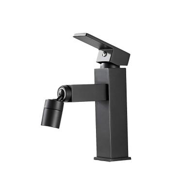 China Metered Faucets Bathroom Faucet Black Single Handle , Bathroom Sink Faucet With Rotate Single Faucet Aerator Hole for sale