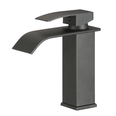 China Matte Black Waterfall Faucet Sink Single Handle Bathroom Sink Faucet Metered Tidjune Toilet Vessel Faucets for sale