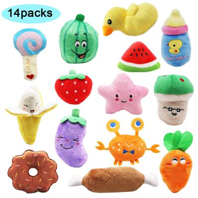 China Viable Cartoon Stuffed Plush Dog Toy 10 11 12 Pack Squeaky Plush Dog Toy Set for sale