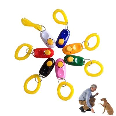 China Viable Wholesale Colorful Pet Training Clicker Button Puppy Training Clicker With Wrist Strap for sale