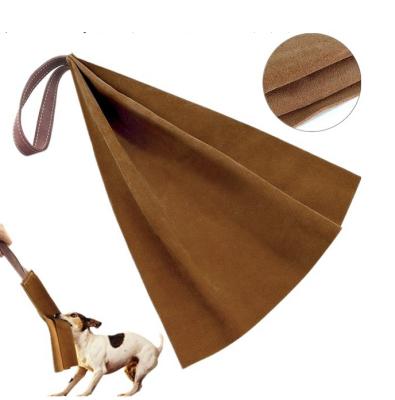 China Durable Dog Bite Viable Leather Cloth Cow Dog Training Tug Cloth Toy for sale