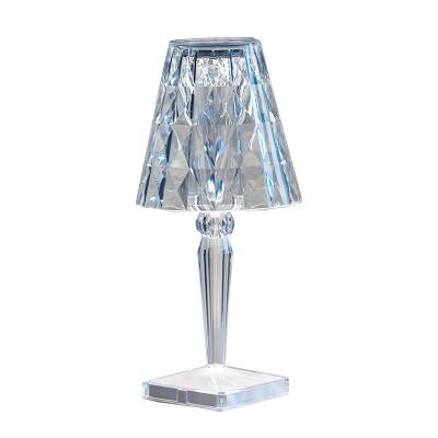 China Easy Ambient Crystal Table Lamp European Creative 3 Color Night Light Rechargeable Bedroom Lamp for sale