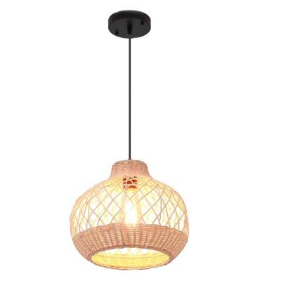 China Small Modern Lightweight Woven Handmade Wicker Chandelier Farmhouse Fixture For Kitchen Dining Room Bedroom for sale