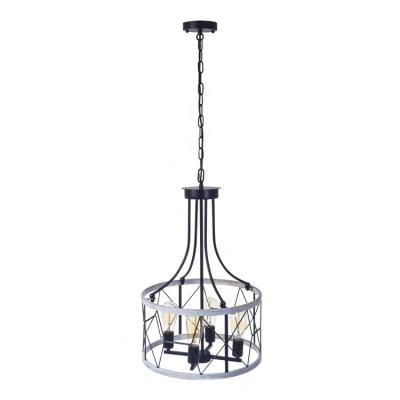 China Modern Round Pendant Light Fixture Lamp Cage Metal Flush Mount Rustic Chandelier for sale