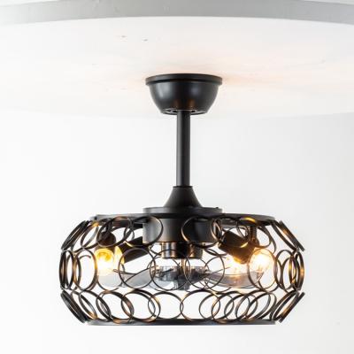 China Modern Art Black Nordic Ceiling Chandelier Iron Ceiling Fan Light with Led Lights for sale